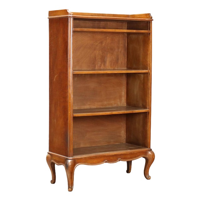 20th Century Open Walnut Bookcase with Balustrade, Italy For Sale