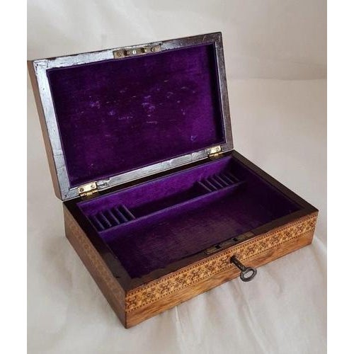 A fine mid-19th-century English Tunbridge Ware jewellery box, dating to circa 1850–1860 during the Victorian period. Of...