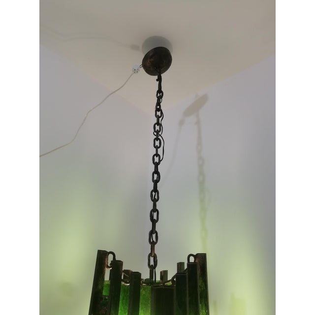 Metal Iron and Glass Ceiling Lamp, Italy, 1960s For Sale - Image 7 of 9