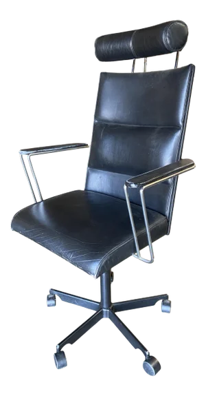 1980s Danish Modern Black and Chrome Executive Desk Chair by Kevi