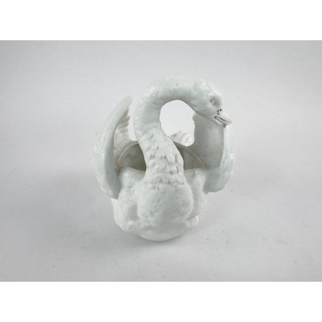 Ceramic Antique White Bisque Porcelain Swan Planter – Sculptural Jardinière For Sale - Image 7 of 12