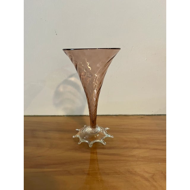 Glass 1990s Pink Hydrangea Vase For Sale - Image 7 of 7