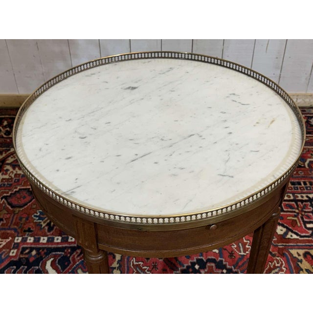 Louis XVI Bouillotte Table in Mahogany with a Marble Top, 1960s For Sale - Image 11 of 12
