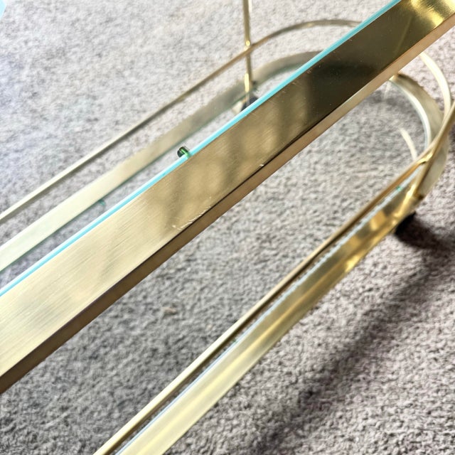 Hollywood Regency Gold 3 Tier Bar Cart on Casters For Sale - Image 12 of 12