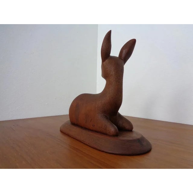 Large Deer in Solid Teak, 1960s For Sale - Image 9 of 18