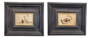 C. Vidaime, Basque Customs, Early 20th Century, Oil Painting on Board, Framed, Set of 2