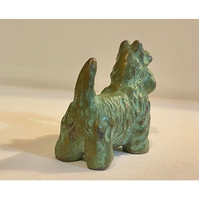 Antique Virdigris Patinated Bronze Scottie Dog Sculpture Miniature 2 1/4" Scottish Terrier Scotty. For Sale - Image 4 of 6