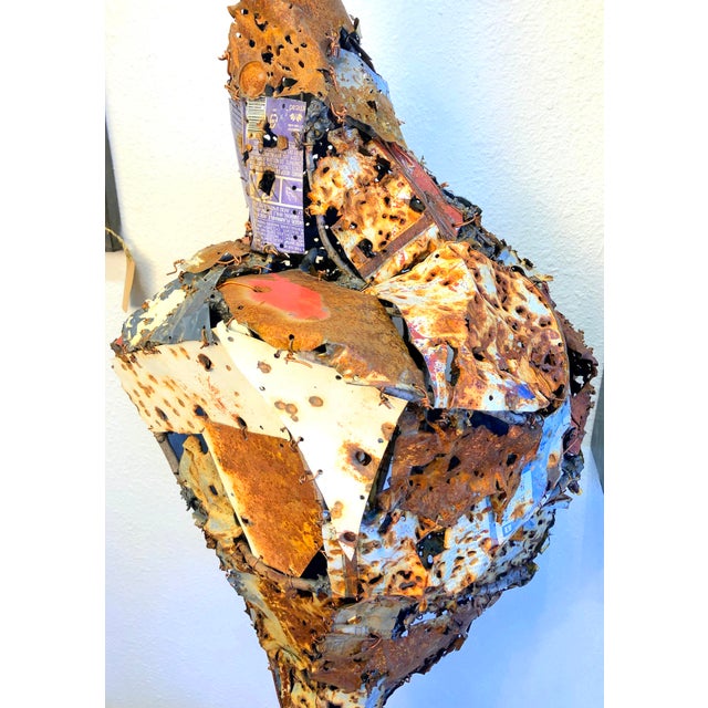 American The Majordomo Is a Bullet Ridden Metal Art Sculpture Created by Artist Mark Wade For Sale - Image 3 of 9