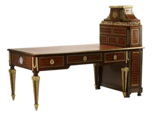 Late 1900's Louis XVI Style, Ormolu, Bureau Plat, Cartonnier, Writing Desk