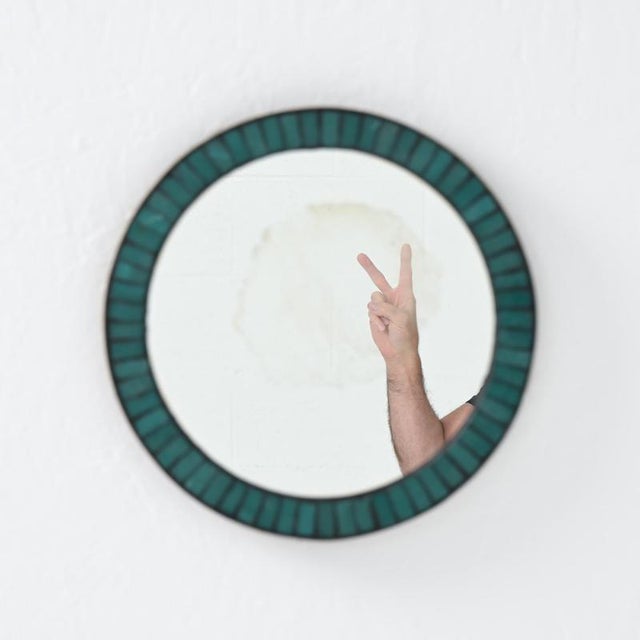 White Vintage Ceramic Inlaid Mirror, 1960s For Sale - Image 8 of 18