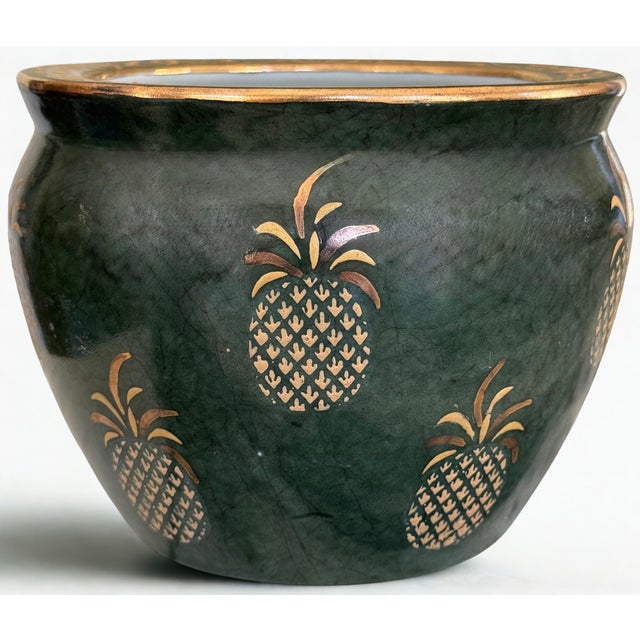 1990’s Andrea by Sadek Pineapple Motif Small Fish Bowl Planter For Sale - Image 4 of 14