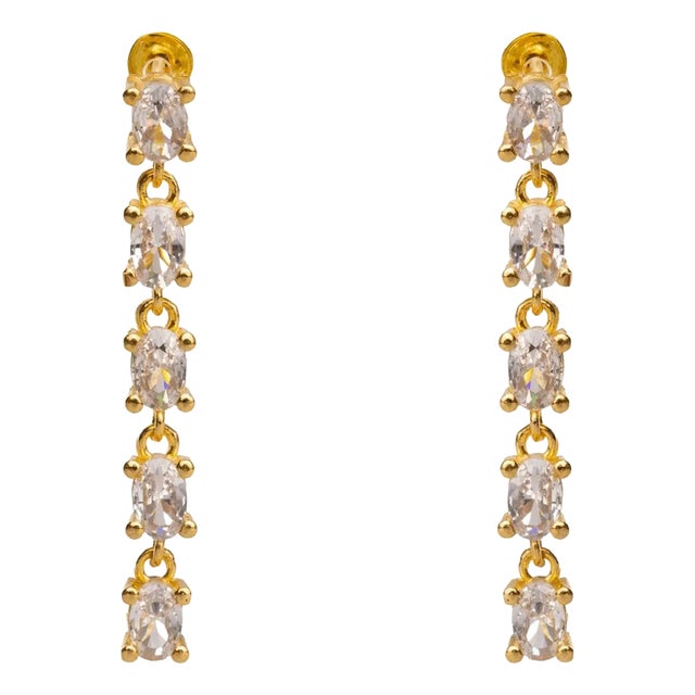 Elegant Drop Down Diamonds Earrings, 2 Pieces For Sale
