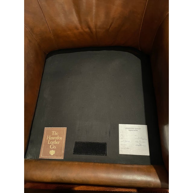 Vintage Henredon Leather Club Chair & Ottoman – Ralph Lauren Upper East Side Townhouse Style For Sale - Image 10 of 11