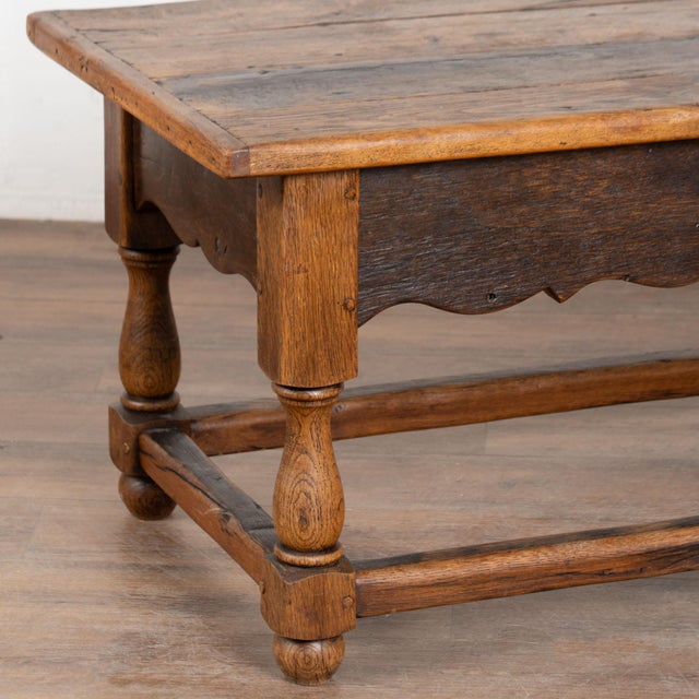 Wood 20th Century French Oak Coffee Table With Drawer For Sale - Image 7 of 12