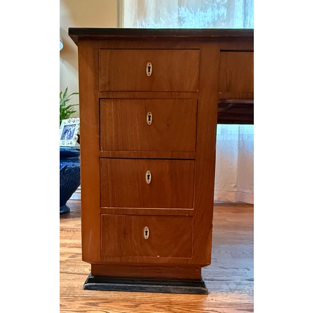 Italian Italian 1930s Rationalist Desk With Glass Top and Bronze Hardware For Sale - Image 3 of 8