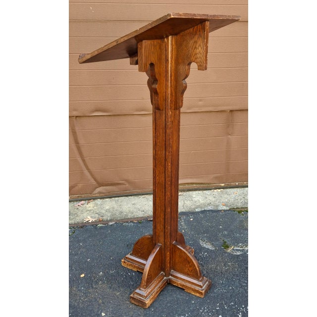 Late 19th Century Victorian Carved Oak Lectern Music Stand For Sale - Image 4 of 9