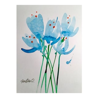"Blue Buds" Watercolor Painting For Sale