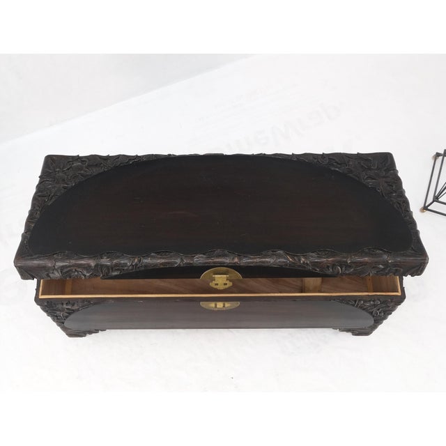 Ebonized Carved Teak Cedar Lined Brass Latch c. 1920s Trunk Hope Chest CLEAN!