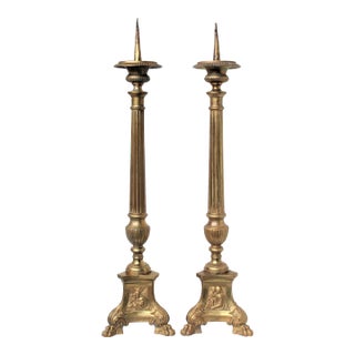 19th Century French Empire Altar Cathedral Torchières Candle Holders - a Pair For Sale