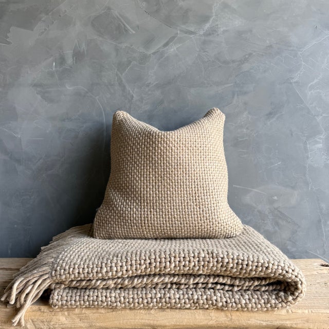 Modern Amari Wool Bed Scarf Throw - Nude For Sale - Image 3 of 5