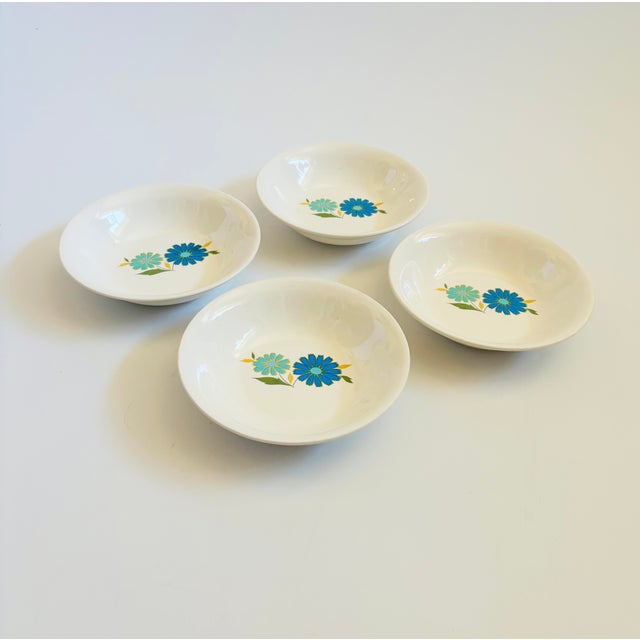 Mid Century American Ironstone Blue Flower Small Bowls - Set of 4 For Sale In San Francisco - Image 6 of 8