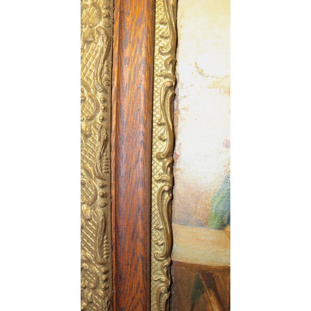 Paint Antique 1800's Original Donatus Buongiorno Oil Painting Grandparents Baby Canvas For Sale - Image 7 of 12