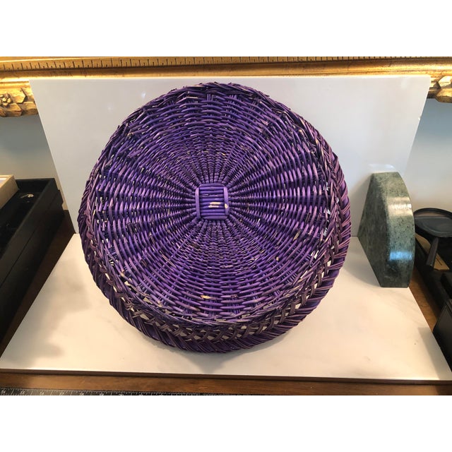 Rustic Vintage 15” Purple Wicker Basket For Sale - Image 3 of 7