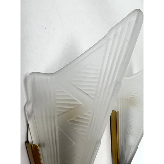 Art Deco Style Triangle Glass Brass Wall Lights Sconces, Sweden, 1980s, Set of 2 For Sale - Image 11 of 14