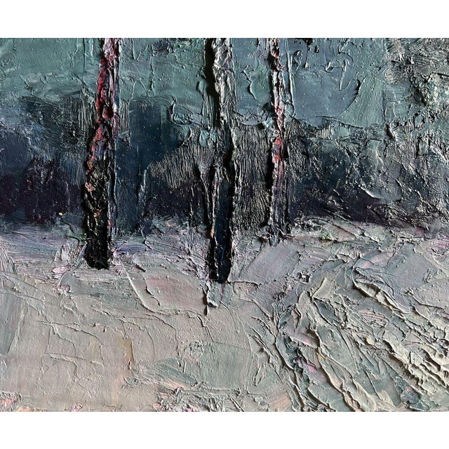 Forest Green Oil Painting Winter Trail in the Forest Boris Serdyuk For Sale - Image 8 of 10