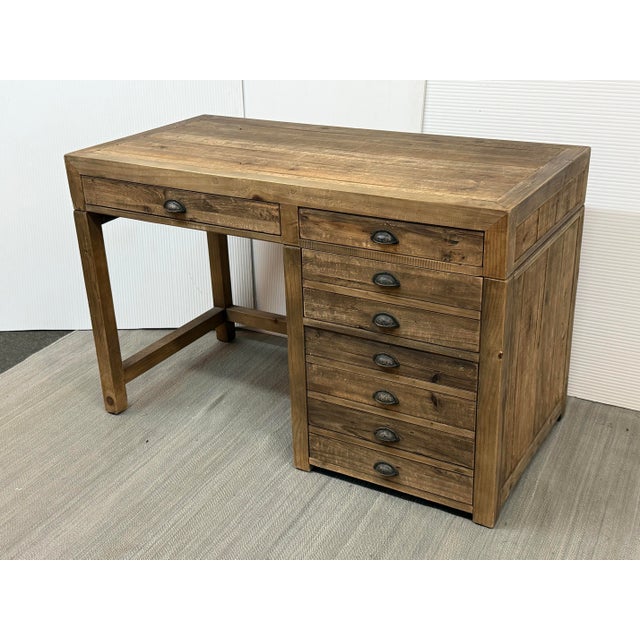 Traditional Restoration Hardware Printmakers Desk For Sale - Image 3 of 12