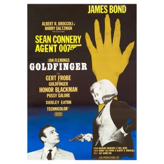 James Bond "Goldfinger" Original Vintage Film Poster by Gosta Aberg, Swedish, 1967 For Sale