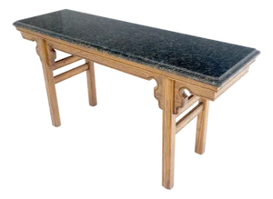 Heavily Carved Granite Top Asian Inspired Console Altar Table Console MINT