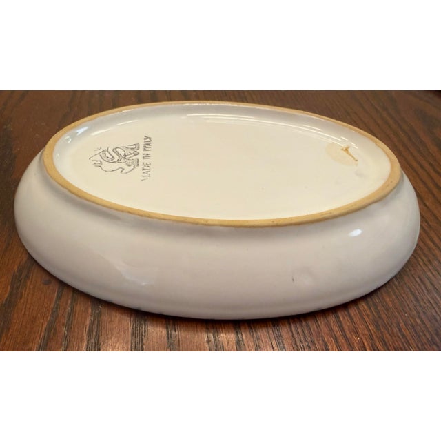 Ceramic Hand-Painted Deruta Majolica Ceramic Oval Trinket Dish With Green Rooster Motif For Sale - Image 7 of 7