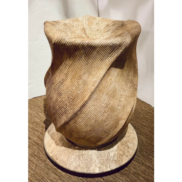 Jonathan Charles Jonathan Charles Modern Solid Craved Travertine Dining Table Base For Sale - Image 4 of 5