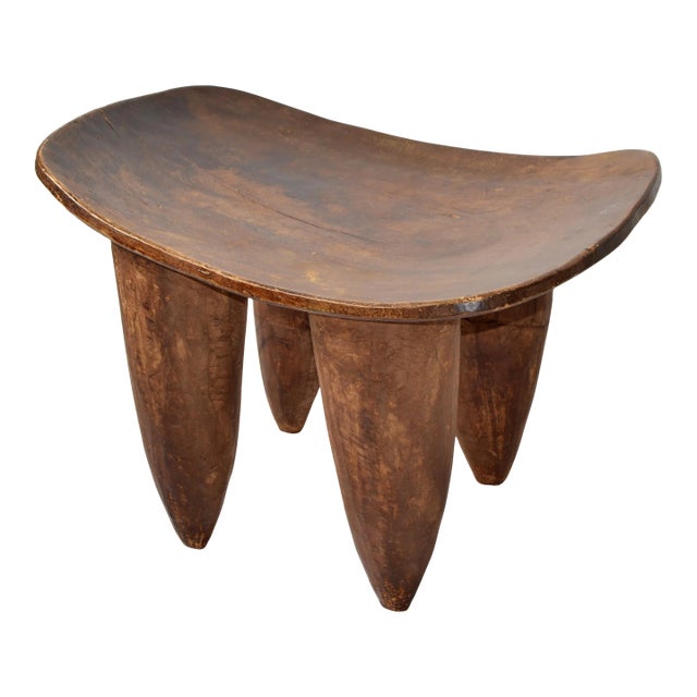 Organic Handmade African Tribal Art Folk Art Hand Carved Wood Stool For Sale