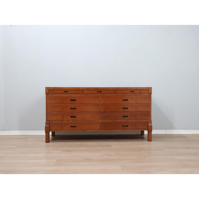 Mid-Century Italian Rationalist Walnut Multi-Drawer Sideboard, 1970s For Sale - Image 4 of 14