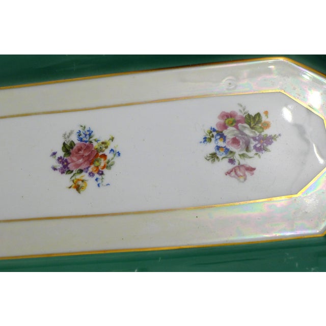 Ceramic Art Deco Cake Plate with Floral Motif in Porcelain from Limoges, 1940s-1950s For Sale - Image 7 of 13