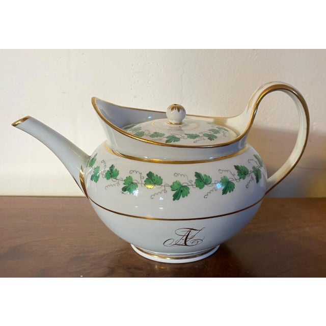 Neoclassical Antique Early 19th Century Vienna Porcelain Helmet Shape Tea Pot For Sale - Image 3 of 13