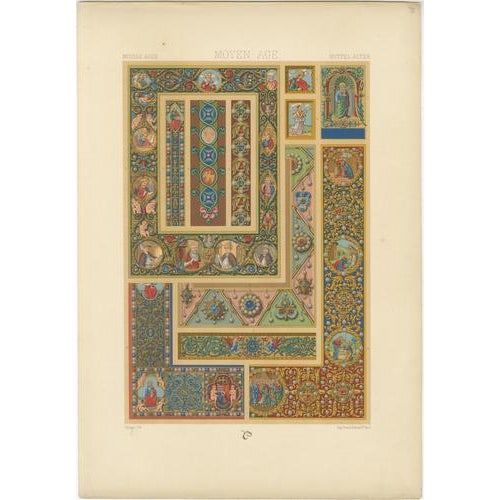 Albert Racinet, Three Medieval & Renaissance Ornament Plates, 1873, Paper For Sale - Image 3 of 9