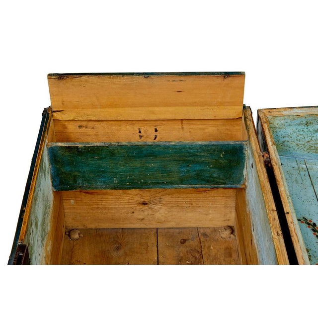 Blue Swedish Hand-Painted Marriage Chest, 1807 For Sale - Image 8 of 11