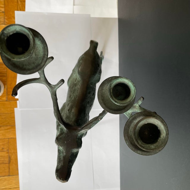 1960s Mid 19th Century Rustic Bronze Buck Deer Candle Holder For Sale - Image 5 of 6