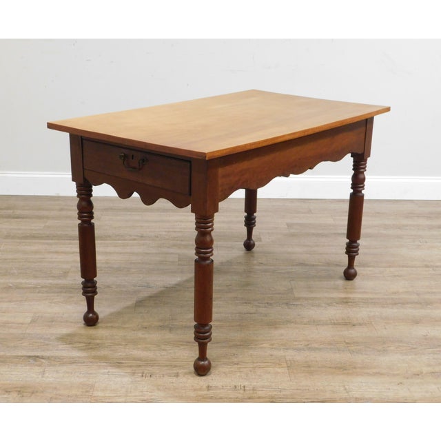 Antique Tiger Maple And Cherry Wood 2 Drawer Kitchen Island Table Chairish