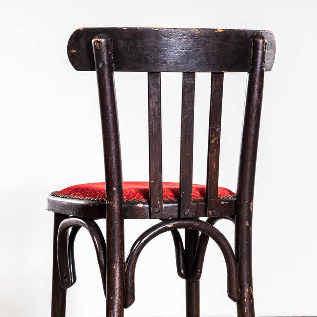 1950s Ebonised Upholstered Cafe Chairs, 1950s, Set of 6 For Sale - Image 5 of 11