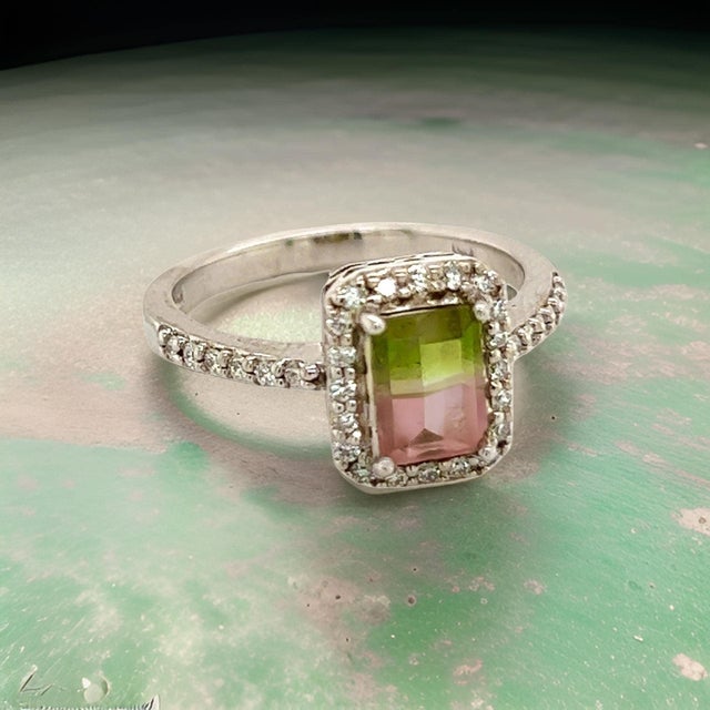 Multicolor Tourmaline Diamond Ring 14k Gold 1.15 TCW Certified For Sale - Image 10 of 11