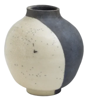 Japanese Modern Minimalist White & Black Raku Ceramic Vase