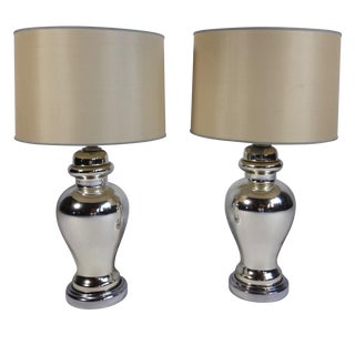 Mercury Glass Table Lamps - Pair For Sale