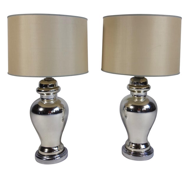 Mercury Glass Table Lamps - Pair For Sale