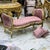 French Style Pink Velvet Bench With Gold Details For Sale - Image 4 of 5