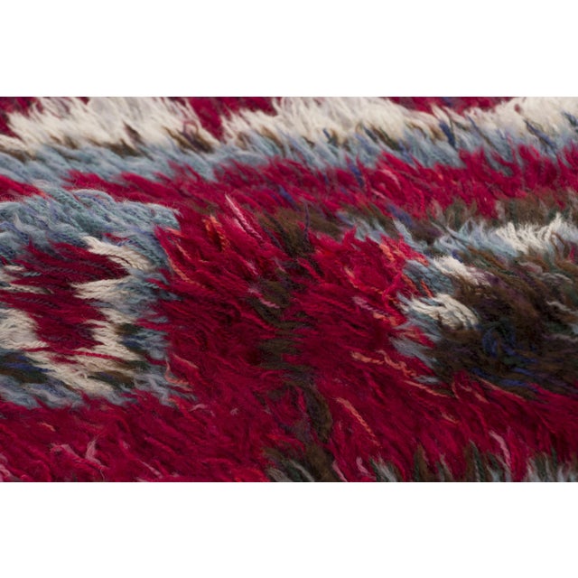 Vintage Swedish Rya Wool Rug in Red & Ivory by Rug & Kilim, 1950-1959 For Sale In New York - Image 6 of 9
