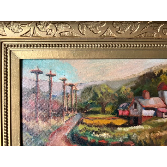 Vintage Countryside Landscape Oil Painting, Framed For Sale In Miami - Image 6 of 12